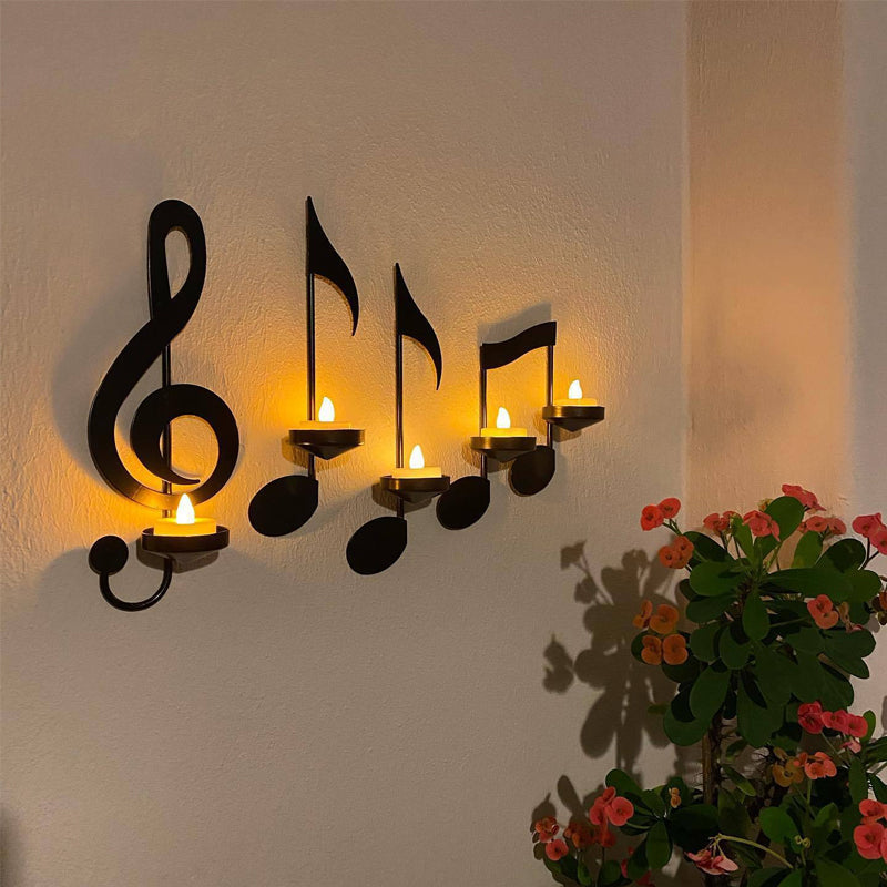 Musical Note Candle Holder - Modern Metal Decorative Accent for Home 1