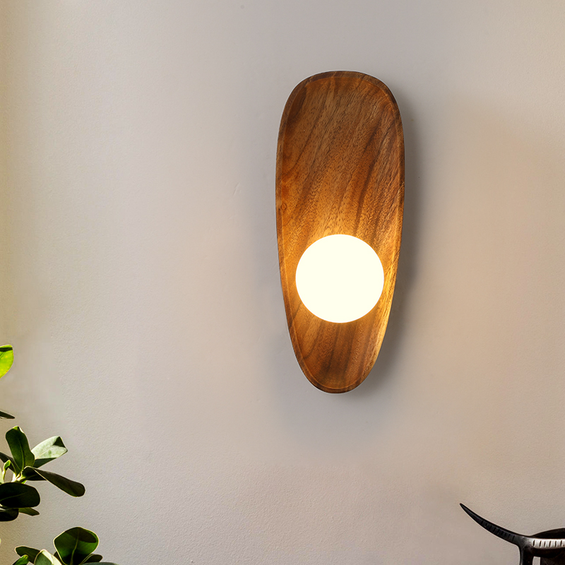 Natural Wood Wall Sconce Lighting – Rustic LED Wall Lamp for Home Decor 1
