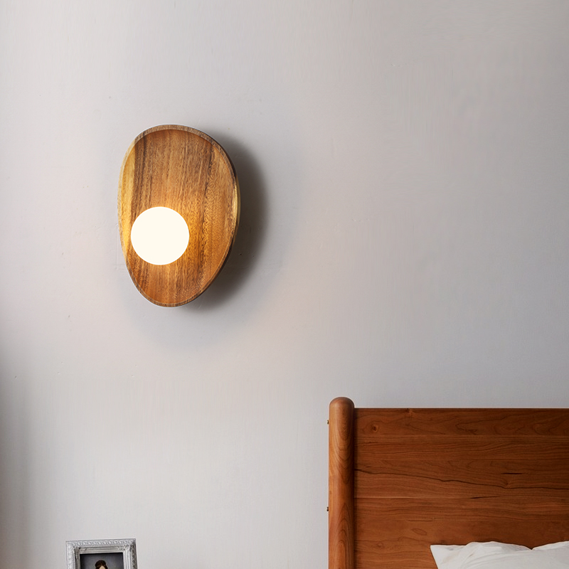 Natural Wood Wall Sconce Lighting – Rustic LED Wall Lamp for Home Decor 2