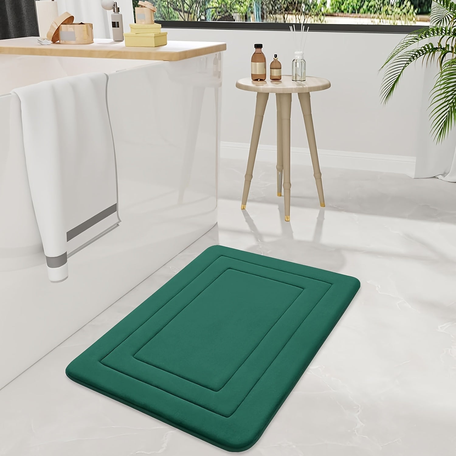 Non-Slip Bath Mat with Soft Memory Foam – Geometric Bathroom Rug for Comfort 9