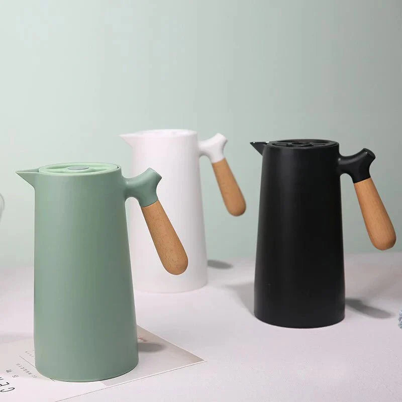 Nordic Thermal Jug with Wooden Handle – Stylish Hot and Cold Beverage Carafe-Coffee & Tea-Unique Casa-Unique Casa