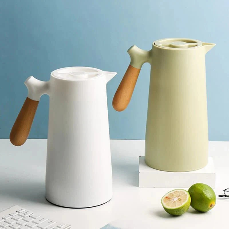 Nordic Thermal Jug with Wooden Handle – Stylish Hot and Cold Beverage Carafe-Coffee & Tea-Unique Casa-Unique Casa