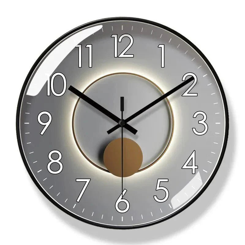 Nordic Wall Clock – Minimalist Design Clock for Home and Office-Wall Clocks-Unique Casa-Black Frame Grey Face-25 cm-Unique Casa