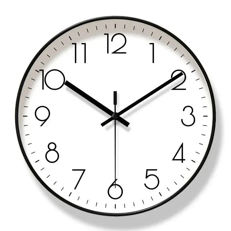 Nordic Wall Clock – Minimalist Design Clock for Home and Office-Wall Clocks-Unique Casa-Black Frame White Face-25 cm-Unique Casa