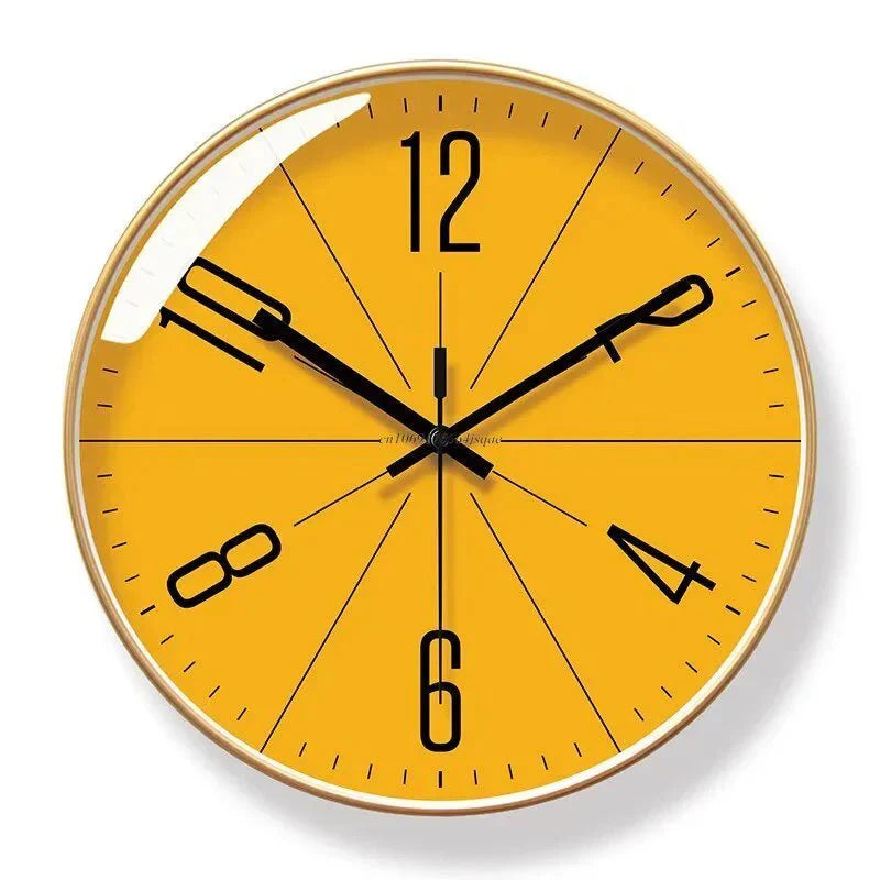 Nordic Wall Clock – Minimalist Design Clock for Home and Office-Wall Clocks-Unique Casa-Gold Frame Orange Face-25 cm-Unique Casa