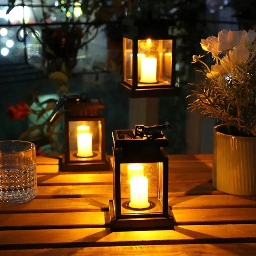 Outdoor Solar Lantern with Flickering LED – Waterproof Solar Lamp for Garden 0