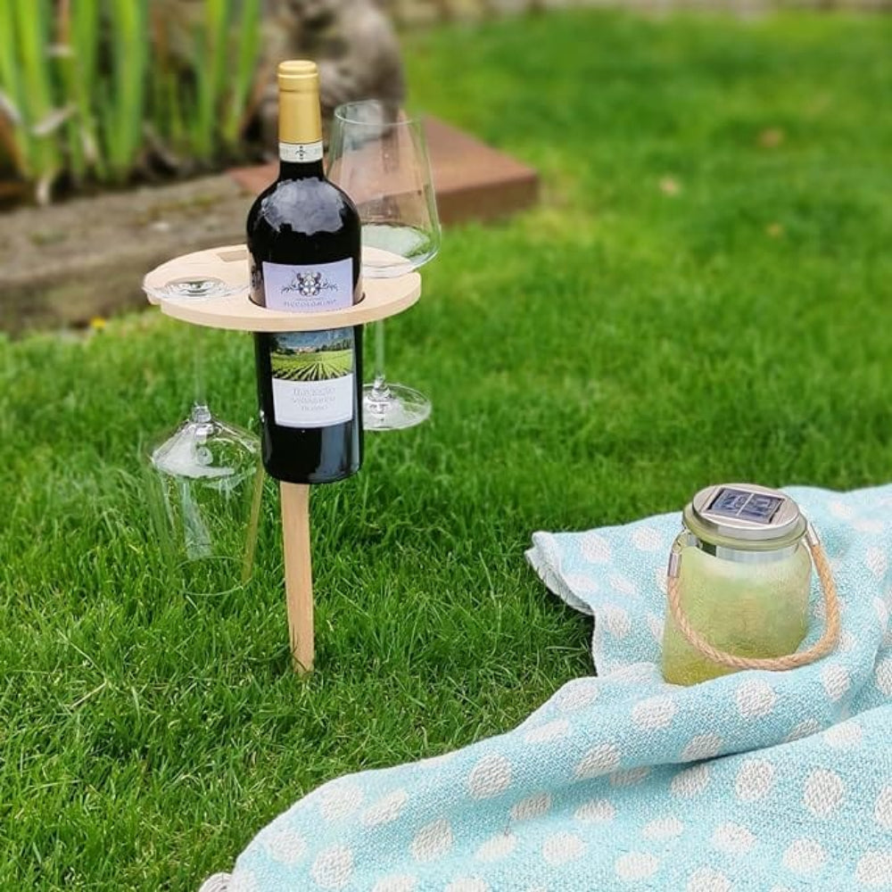 Picky Portable Outdoor Wine and Snack Table – Compact Picnic Stand for Bottle and Glasses-Wine Racks-Unique Casa-Unique Casa