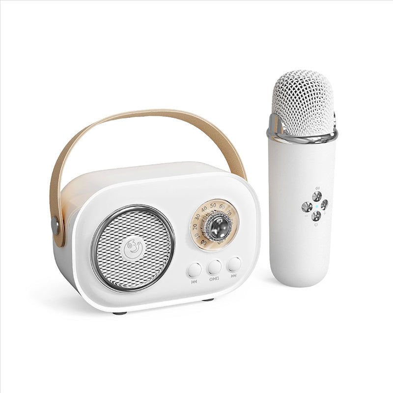 Portable Bluetooth Speaker with Wireless Microphone – Kids’ Handheld Karaoke Fun-Unique Casa-White-Unique Casa