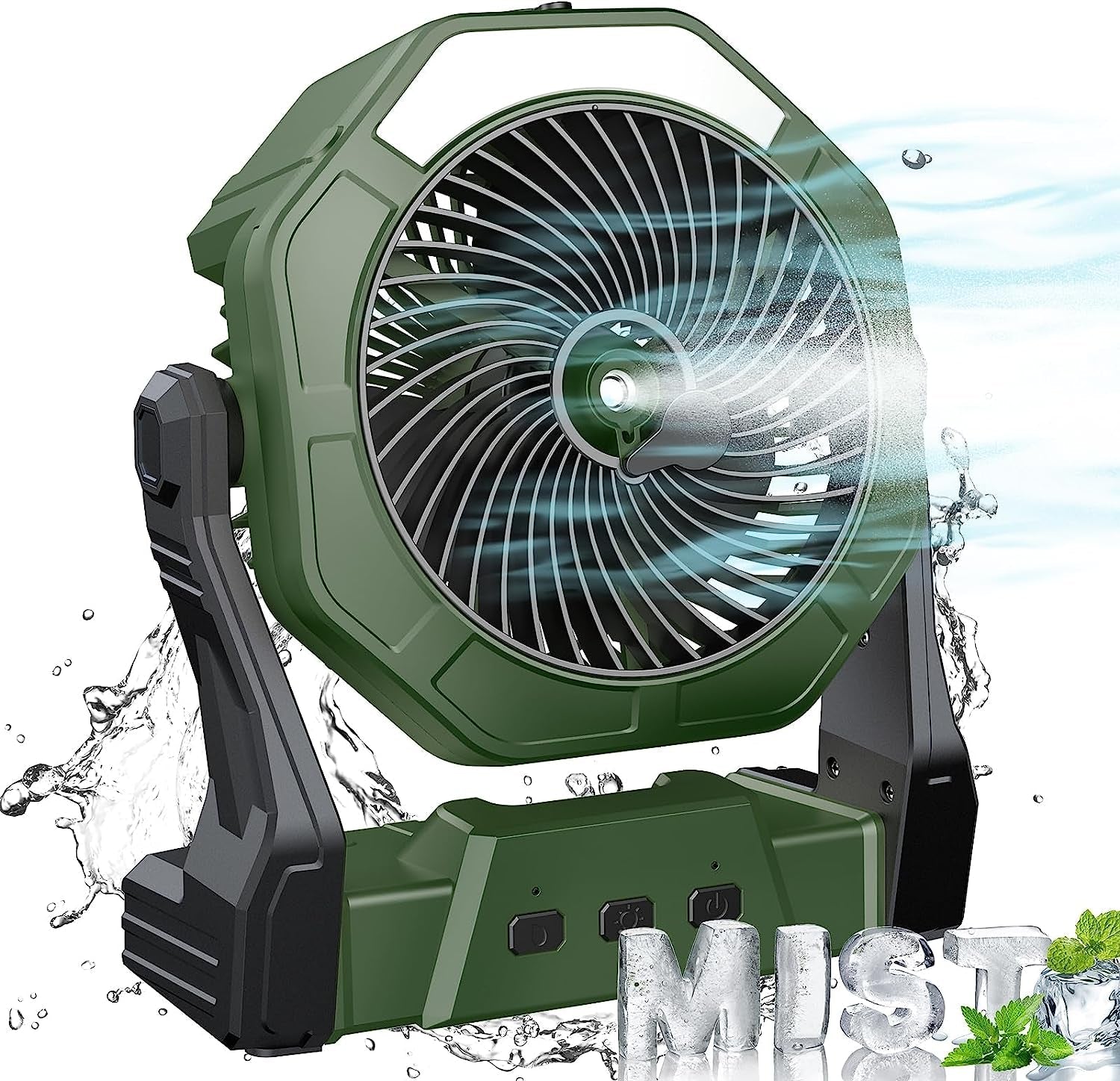 Portable Misting Fan with LED Light – Rechargeable Battery Operated Outdoor Cooling Fan-Misting Fan-Unique Casa-Unique Casa