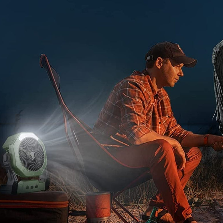 Portable Misting Fan with LED Light – Rechargeable Battery Operated Outdoor Cooling Fan-Misting Fan-Unique Casa-Unique Casa