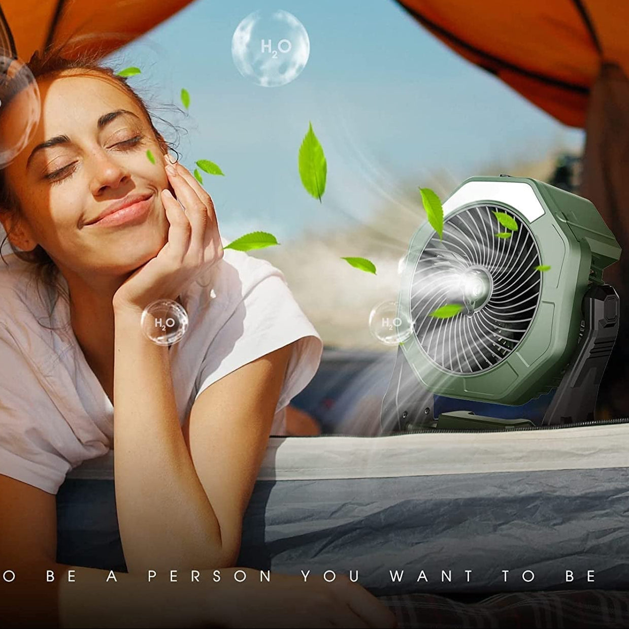Portable Misting Fan with LED Light – Rechargeable Battery Operated Outdoor Cooling Fan-Misting Fan-Unique Casa-Unique Casa