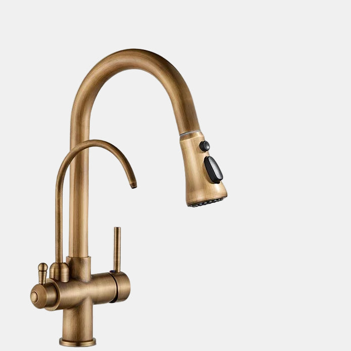 Pull Out Kitchen Faucet – Modern Black Tap with Double Handle for Sinks 13