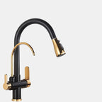 Pull Out Kitchen Faucet – Modern Black Tap with Double Handle for Sinks 12