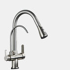 Pull Out Kitchen Faucet – Modern Black Tap with Double Handle for Sinks 10