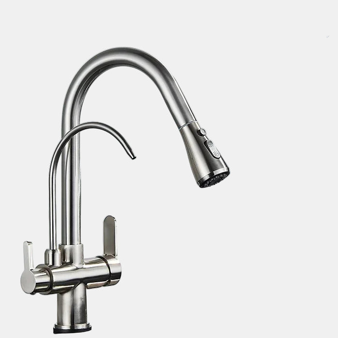 Pull Out Kitchen Faucet – Modern Black Tap with Double Handle for Sinks 10