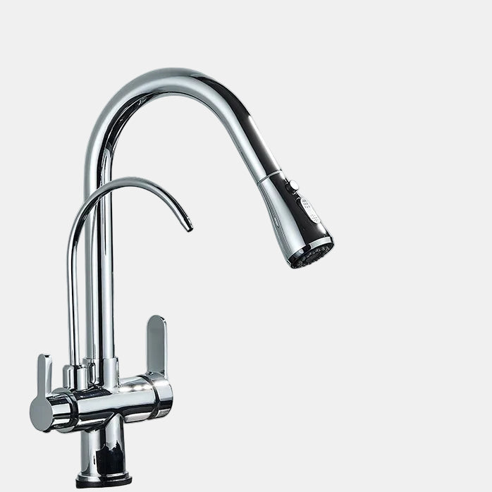 Pull Out Kitchen Faucet – Modern Black Tap with Double Handle for Sinks 7