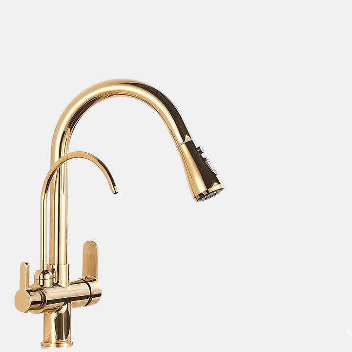 Pull Out Kitchen Faucet – Modern Black Tap with Double Handle for Sinks 5