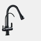 Pull Out Kitchen Faucet – Modern Black Tap with Double Handle for Sinks 0