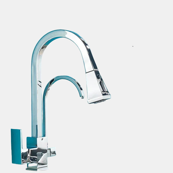 Pull Out Kitchen Faucet – Modern Black Tap with Double Handle for Sinks 4