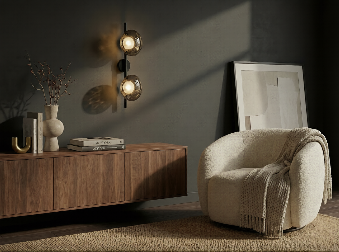 Nordic Round Wall Light – Elegant Glass Sconce for Hallways and Bedrooms