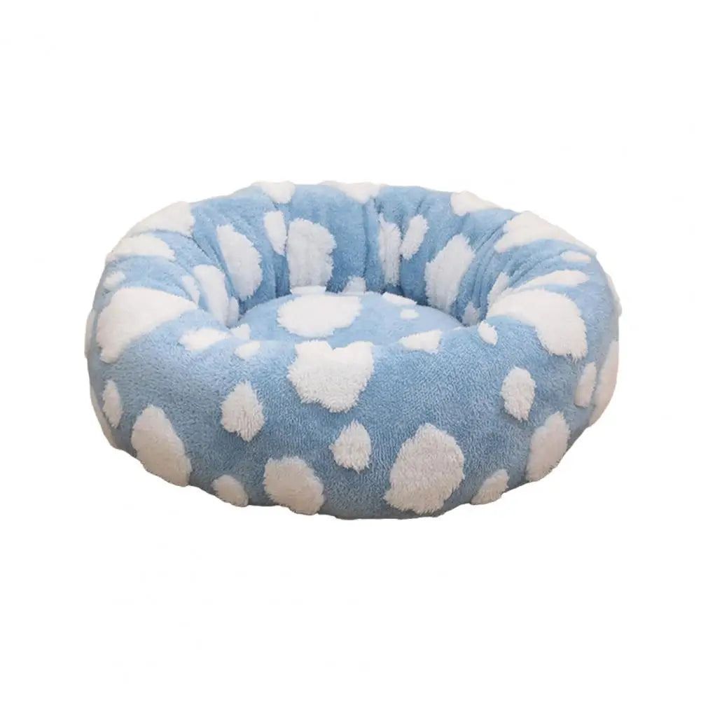 Quality Round Donut Dog Bed – Calming Plush Pet Bed for Small Dogs and Cats-Round Donut Dog Bed-Unique Casa-Blue-M-Unique Casa