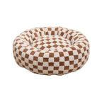 Quality Round Donut Dog Bed – Calming Plush Pet Bed for Small Dogs and Cats-Round Donut Dog Bed-Unique Casa-Brown-M-Unique Casa