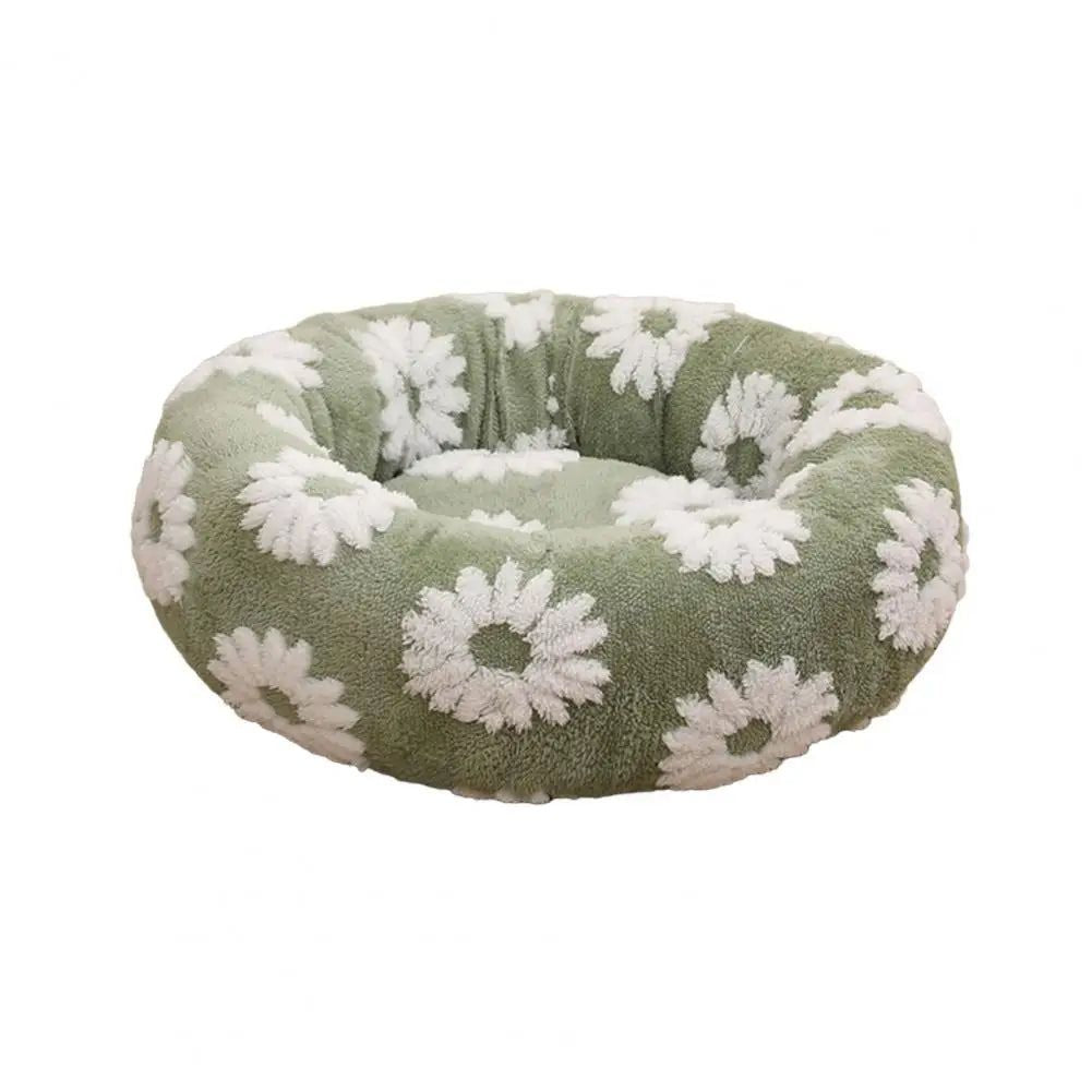 Quality Round Donut Dog Bed – Calming Plush Pet Bed for Small Dogs and Cats-Round Donut Dog Bed-Unique Casa-Light Green-M-Unique Casa