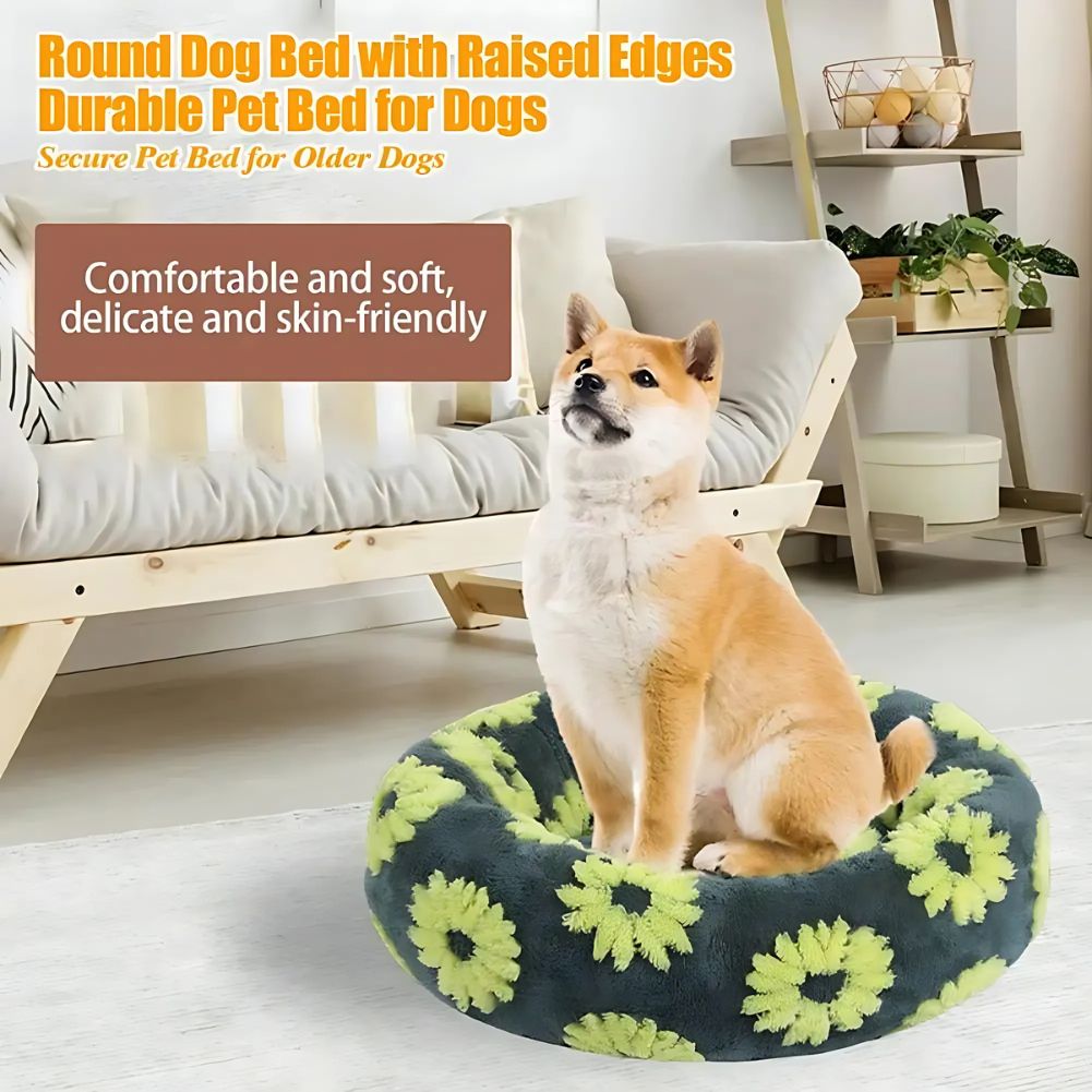 Quality Round Donut Dog Bed – Calming Plush Pet Bed for Small Dogs and Cats-Round Donut Dog Bed-Unique Casa-Unique Casa