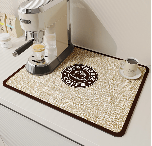 Quick-Drying Kitchen Mat - Water-Absorbent & Stylish for Modern Kitchens-Kitchen Accessories-Unique Casa-Lucky Coffee-Medium / 50x60 cm-Unique Casa