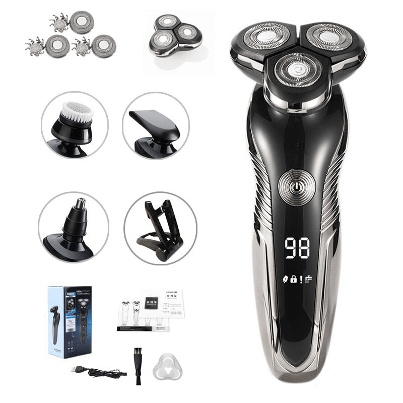 Rechargeable Electric Shaver for Men and Women – Wet & Dry Precision Grooming-Shaver-Unique Casa-Deluxe shaver (+holder+3 additional attachments+charging cable+brush)-Unique Casa