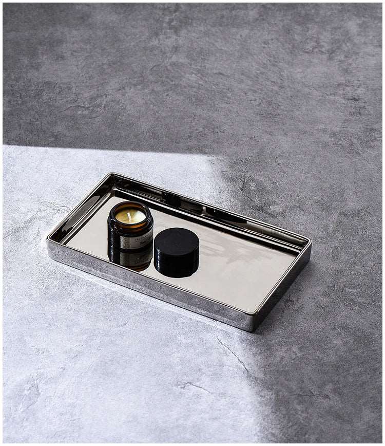 Rectangular Luxury Silver Tray – Elegant Display for Modern Spaces-Storage & Organisation-Unique Casa-Unique Casa