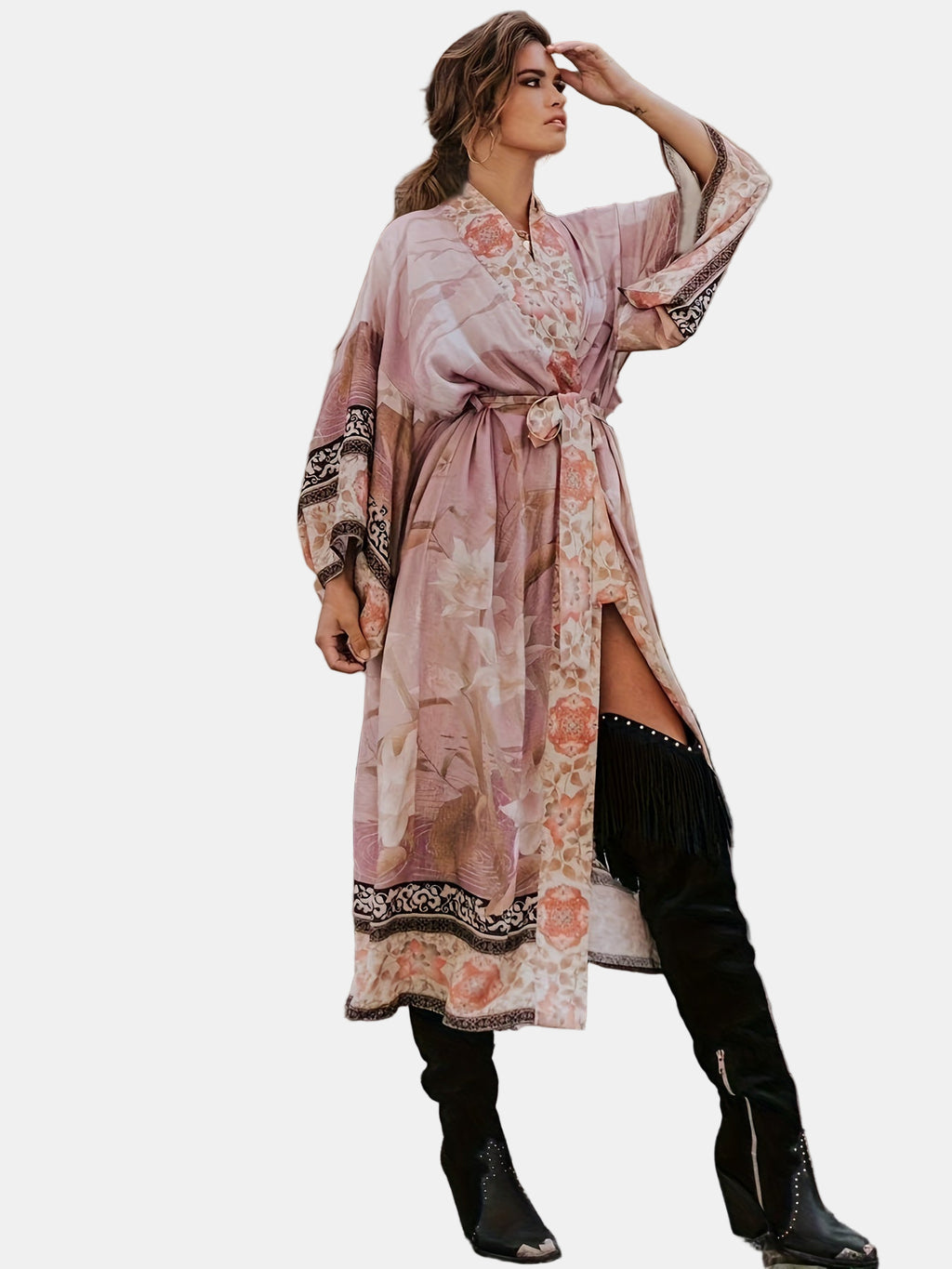 Red Floral Kimono for Women – Lightweight Beach Cover-Up for Summer 5