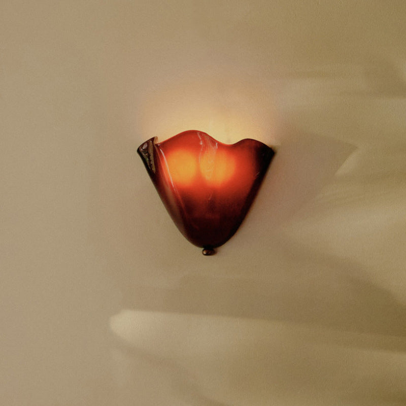Retro Colored Glass Wall Sconce – Vintage Shell Wall Light for Home Decor 6