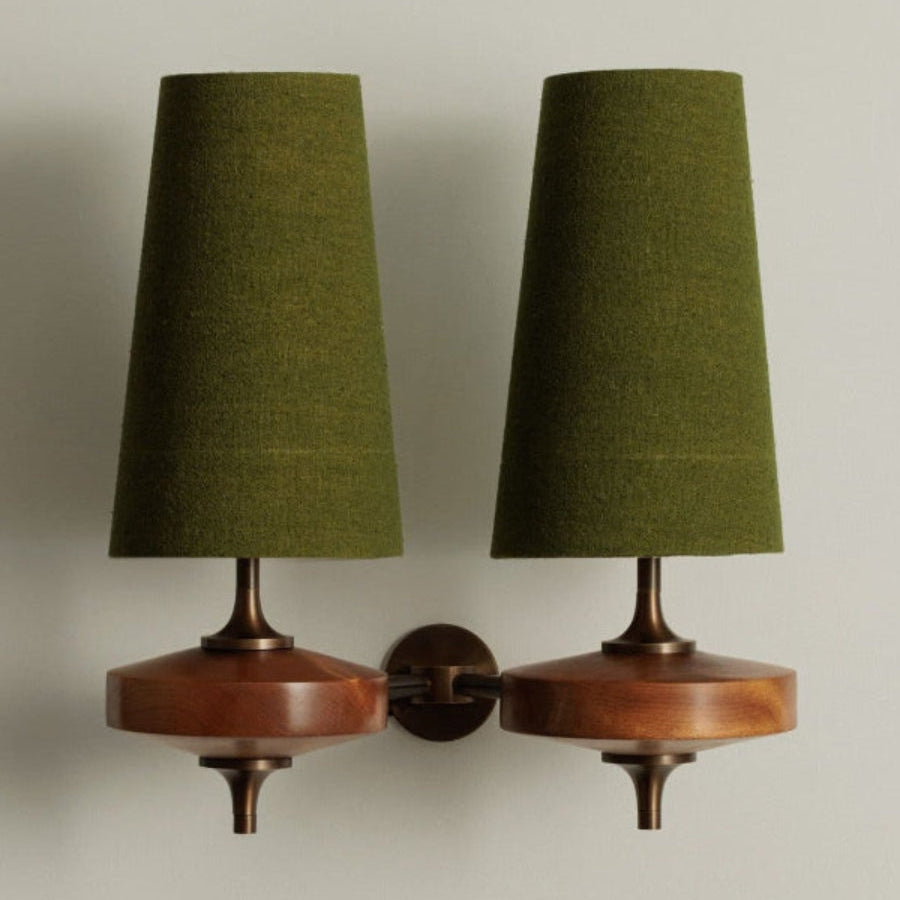 Retro Fabric Shade Wall Sconce – Classic Fabric Lighting for Bedroom-Fabric Lamp-Unique Casa-Green-2 Heads-Unique Casa