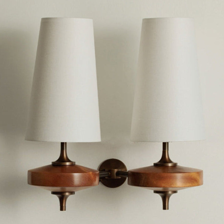 Retro Fabric Shade Wall Sconce – Classic Fabric Lighting for Bedroom-Fabric Lamp-Unique Casa-White-2 Heads-Unique Casa