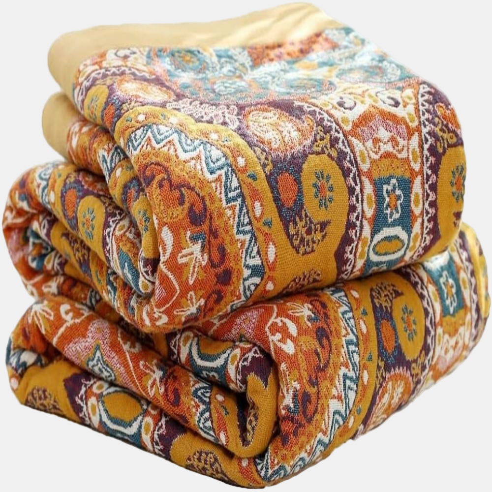Reversible Cooling Blanket with Boho Design – Summer Quilt for Comfort 0