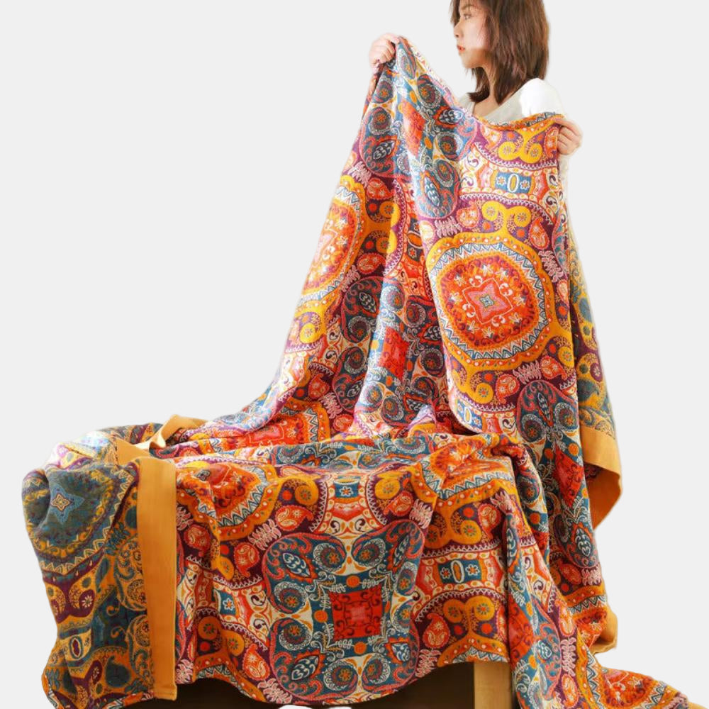 Reversible Summer Blanket with Cooling Fibers – Stylish Boho Design for Bed 0