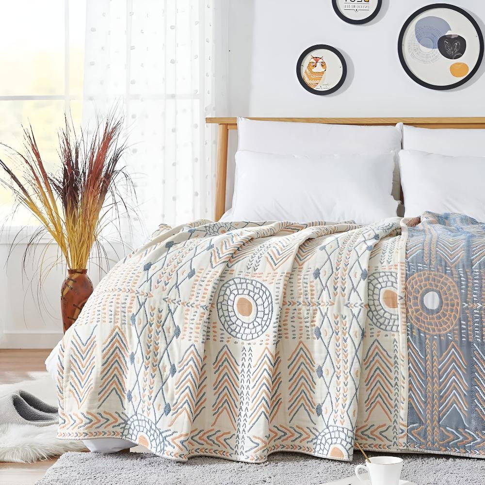 Reversible Throw Blanket – Stylish Cotton Design for Cozy Living Room 1