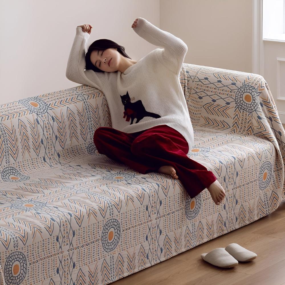 Reversible Throw Blanket – Stylish Cotton Design for Cozy Living Room 4