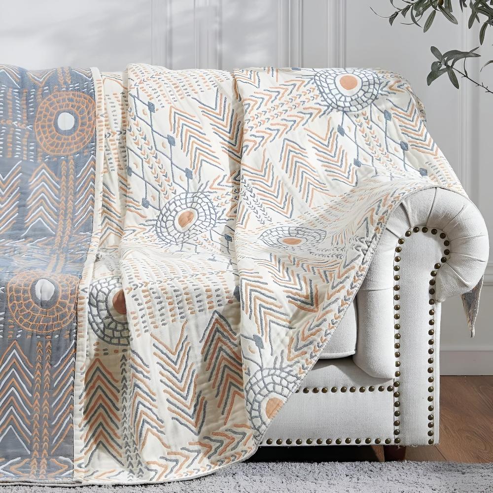 Reversible Throw Blanket – Stylish Cotton Design for Cozy Living Room 5