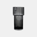 Ribbed Glass Decorative Vase – Tall Modern Flower Vase for Home Decor 0