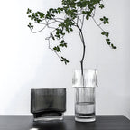 Ribbed Glass Decorative Vase – Tall Modern Flower Vase for Home Decor 1