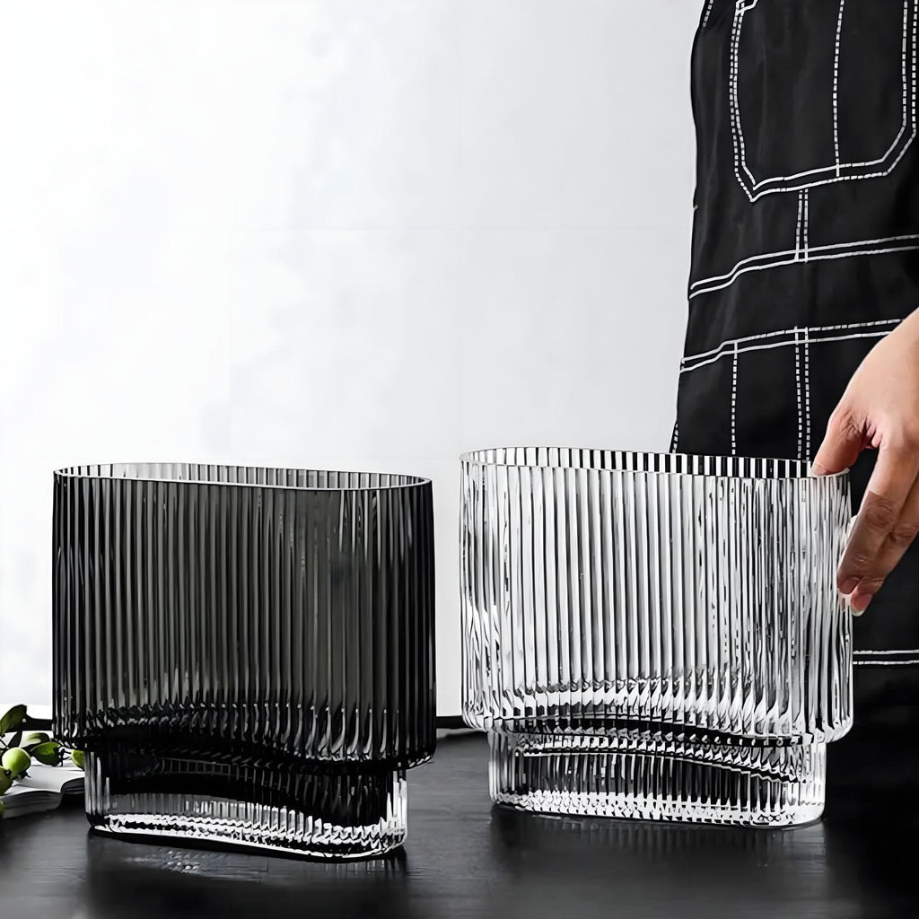 Ribbed Glass Decorative Vase – Tall Modern Flower Vase for Home Decor 3