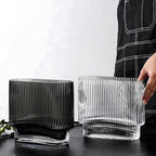 Ribbed Glass Decorative Vase – Tall Modern Flower Vase for Home Decor 3