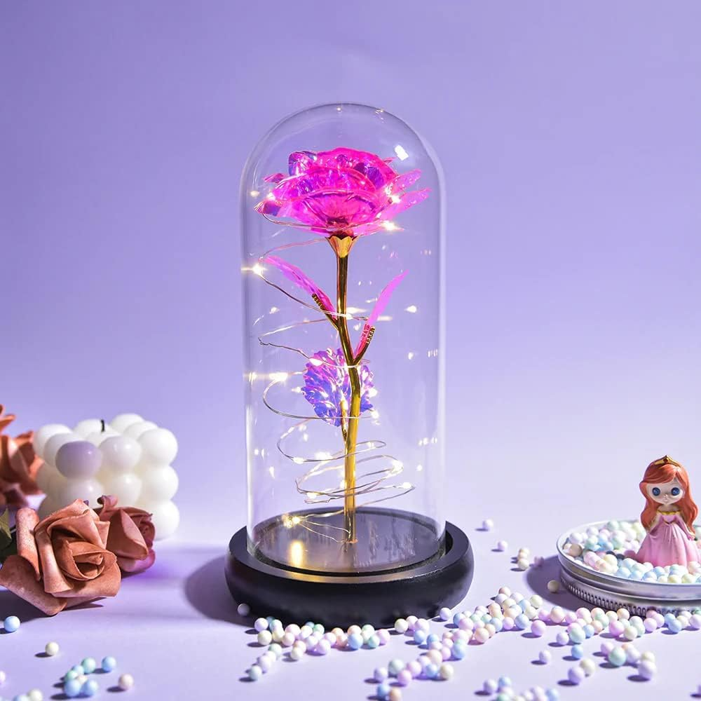 Eternal Luminous Rose Gift led Enchanted Glass Dome Flower Light-Unique Casa-Unique Casa