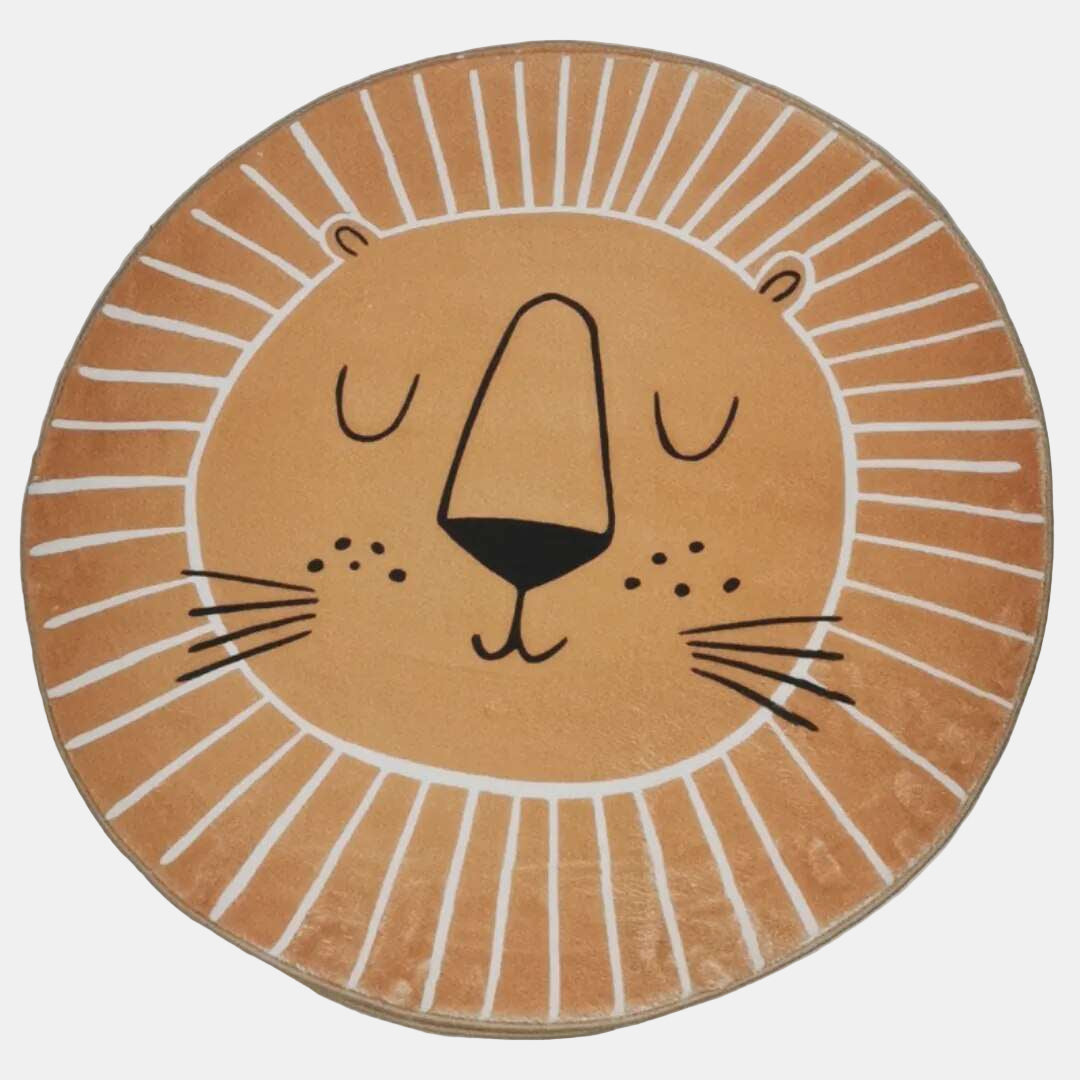 Round Lion Rug for Children’s Room – Playful Comfort & Joy-Baby & Children-Unique Casa-Diameter 80cm-Unique Casa