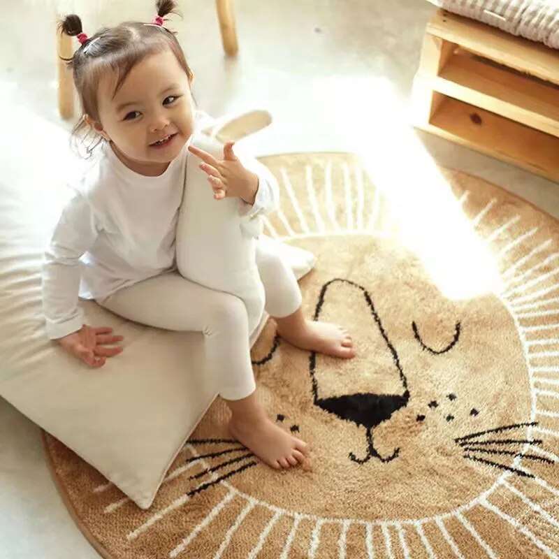 Round Lion Rug for Children’s Room – Playful Comfort & Joy-Baby & Children-Unique Casa-Unique Casa