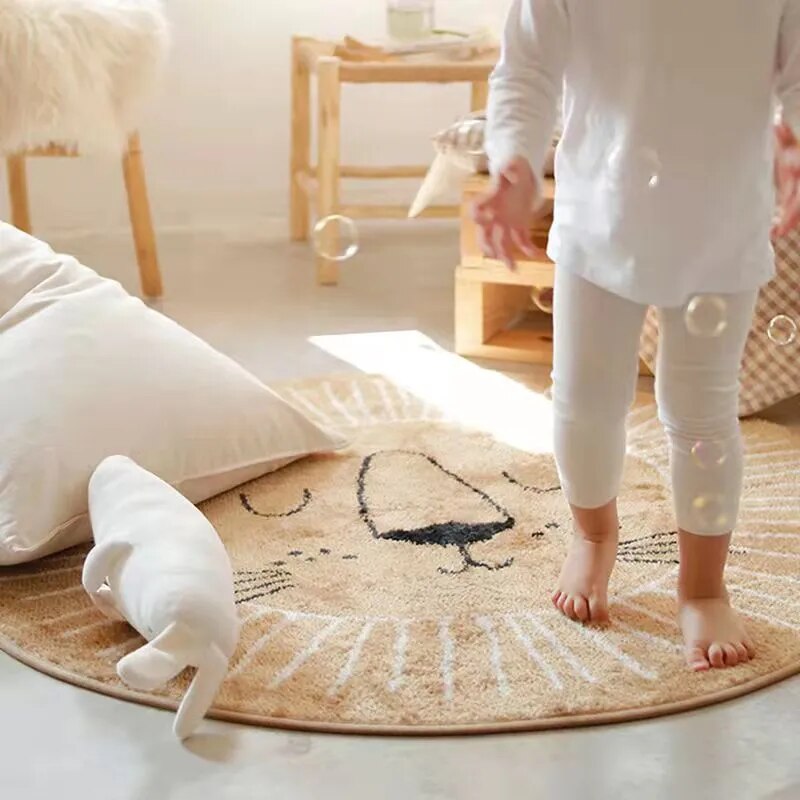 Round Lion Rug for Children’s Room – Playful Comfort & Joy-Baby & Children-Unique Casa-Unique Casa