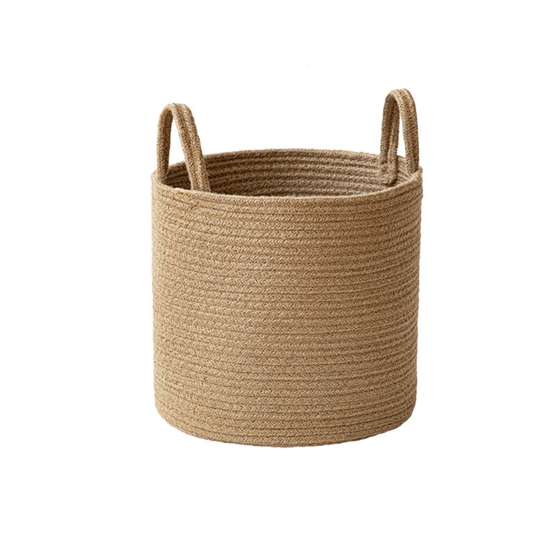 Round Woven Storage Basket with Handles for Stylish Organization-Storage & Organisation-Unique Casa-Beige-Medium (30*30)-Unique Casa