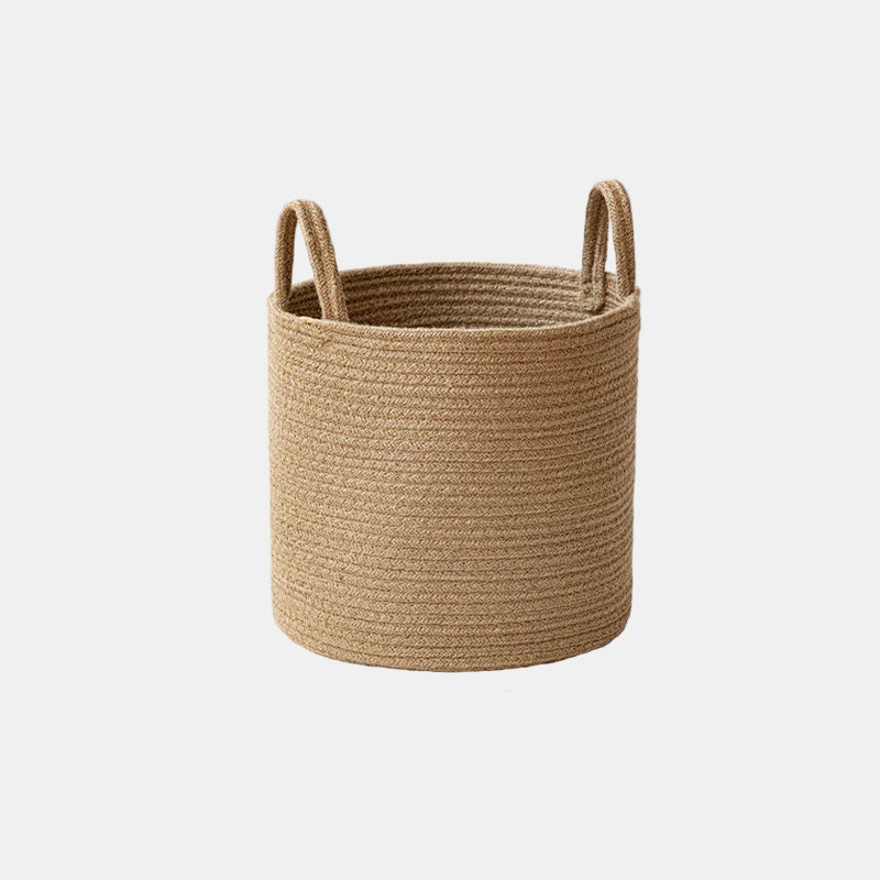 Round Woven Storage Basket with Handles for Stylish Organization-Storage & Organisation-Unique Casa-Beige-Small (20*25cm)-Unique Casa